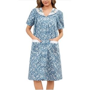 YOZLY Cotton‎ Women Sleepwear Housecoat  Robe with Pockets Size Small NWT